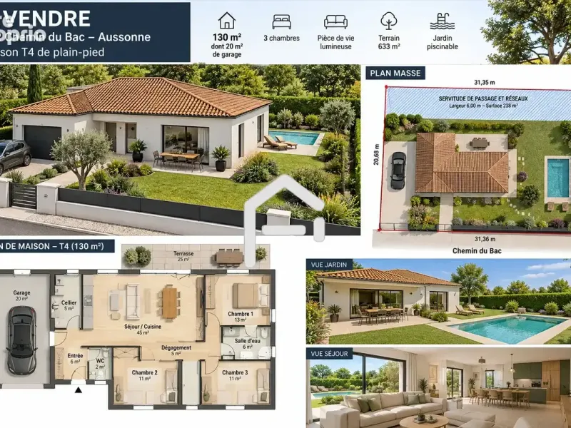 Photo Terrain à Aussonne au prix de 99 000€