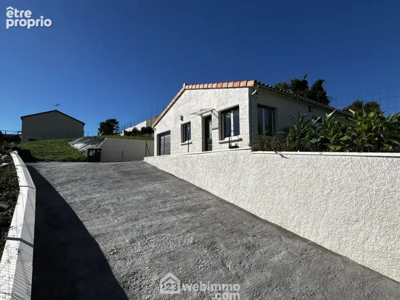 Ouverte sur la rue, une allée bétonnée permet l'accès à la maison.