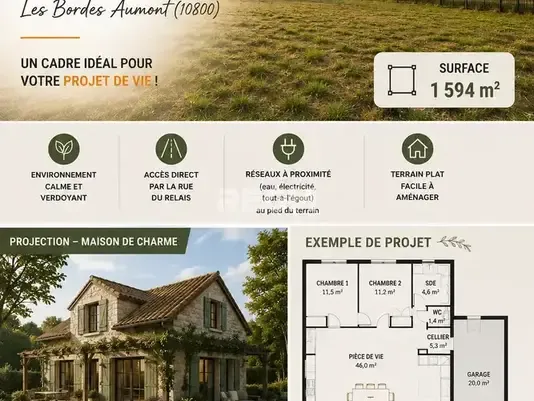 Photo Terrain à Les Bordes-Aumont au prix de 62 290€