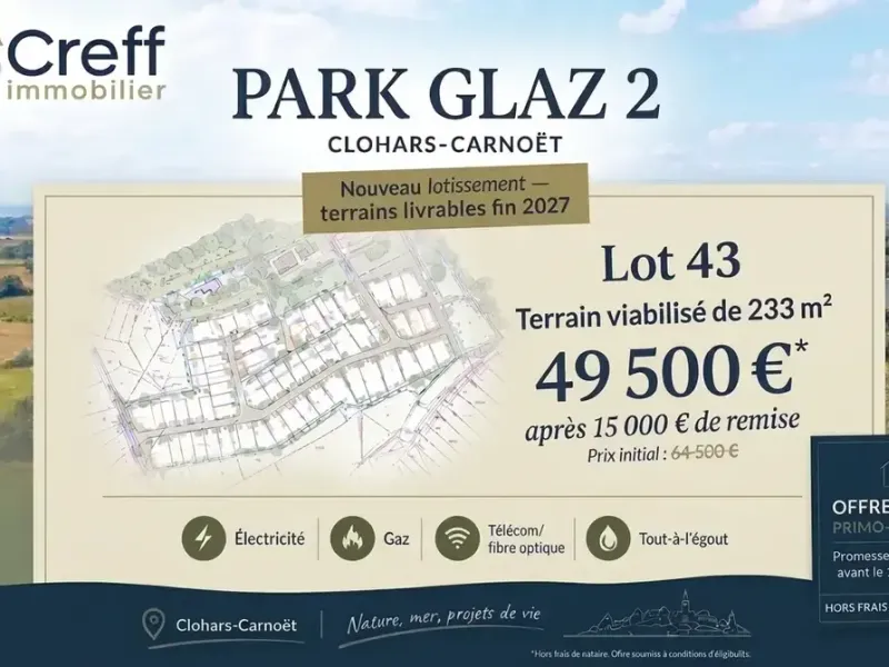Photo Terrain à Clohars-Carnoet au prix de 49 500€