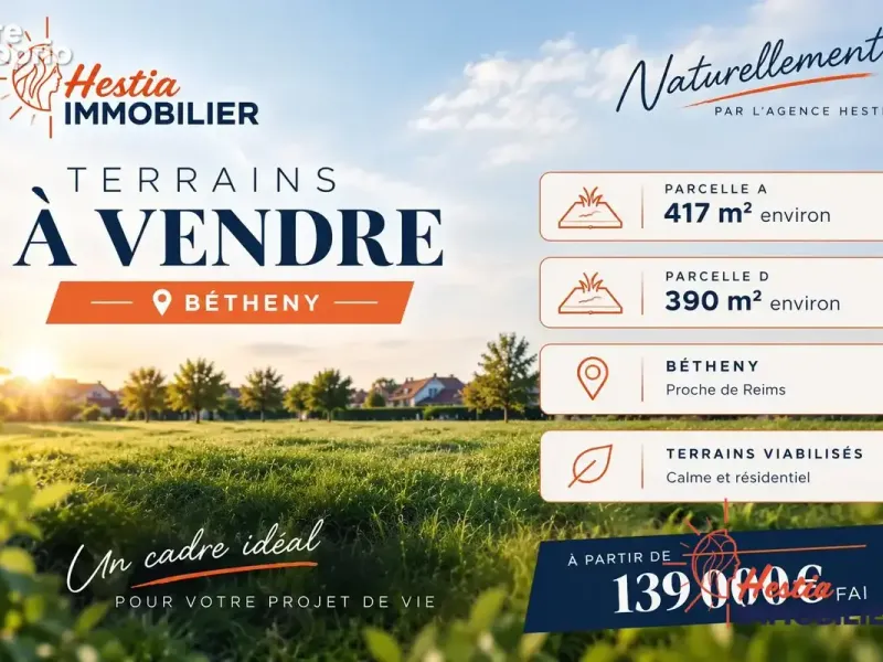 Photo Terrain à Betheny au prix de 139 000€