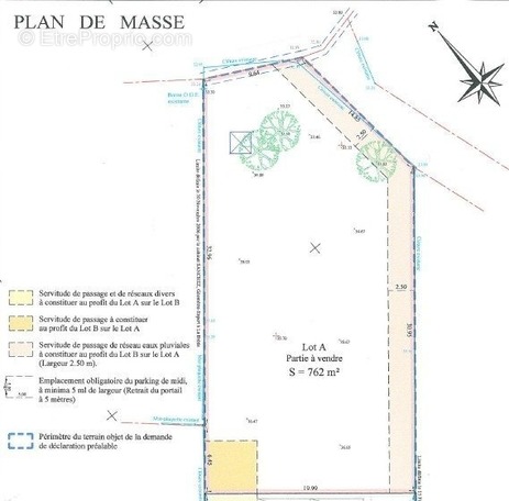 Plan de masse, géometre, terrain à bâtir, projet construction - Terrain à LA BREDE