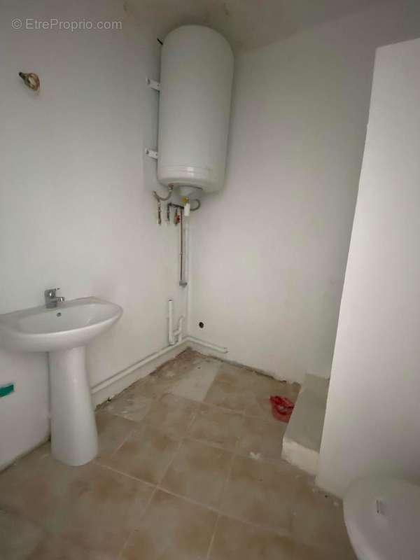 La salle de bains avec lavabo et une douche - Maison à BRUYERES-ET-MONTBERAULT