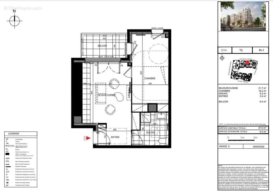 Appartement a louer colombes - 2 pièce(s) - 48 m2 - Surfyn