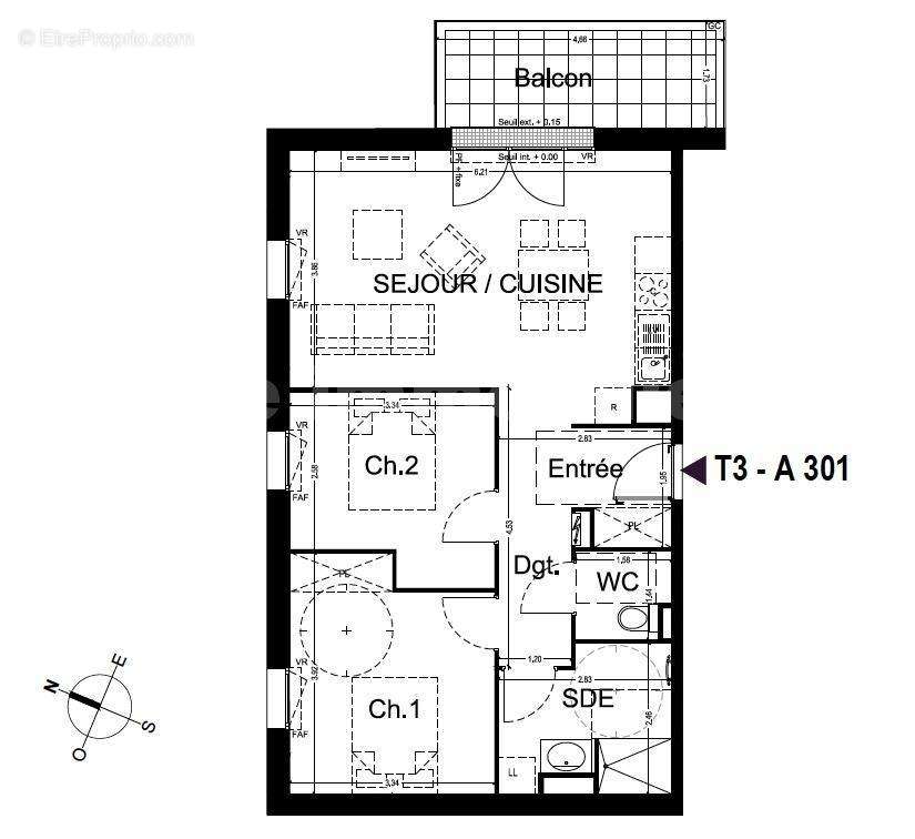 Plan A301 Photo - Appartement à LA CHAPELLE-SAINT-MESMIN
