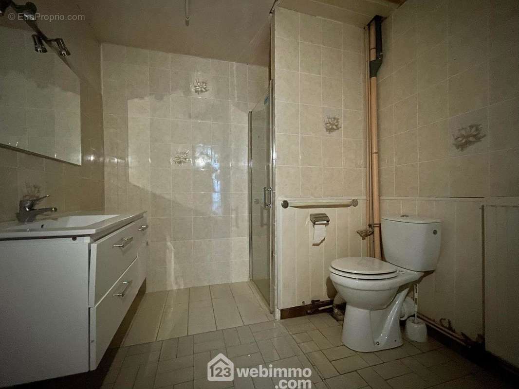 Une salle de douche ave WC - Maison à MAUREGNY-EN-HAYE