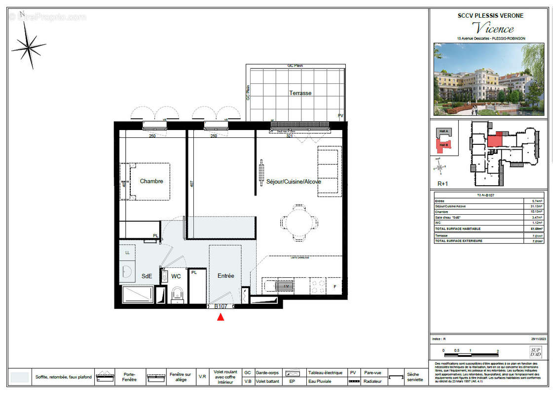 Appartement a louer le plessis-robinson - 3 pièce(s) - 52 m2 - Surfyn