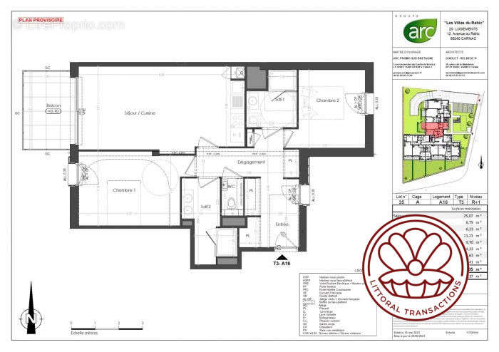 Le plan de l&#039;appartement - Appartement à CARNAC