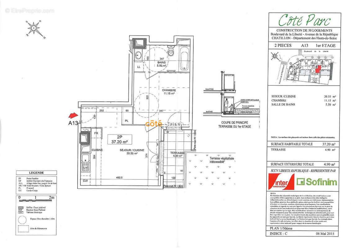 Appartement a louer chatillon - 2 pièce(s) - 37 m2 - Surfyn