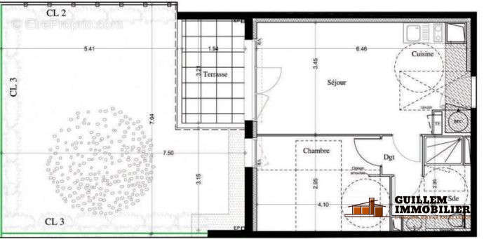 Plan avec terrasse et jardin - Appartement à AVIGNON