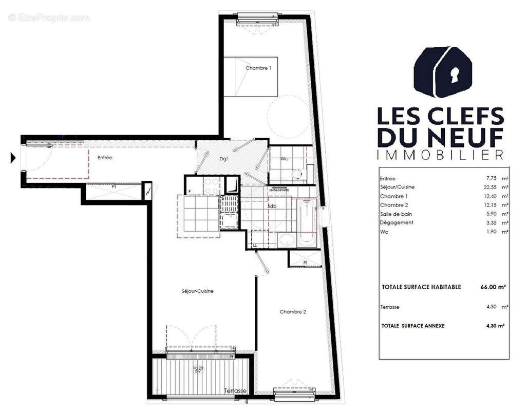 Appartement a louer saint-cloud - 3 pièce(s) - 66 m2 - Surfyn