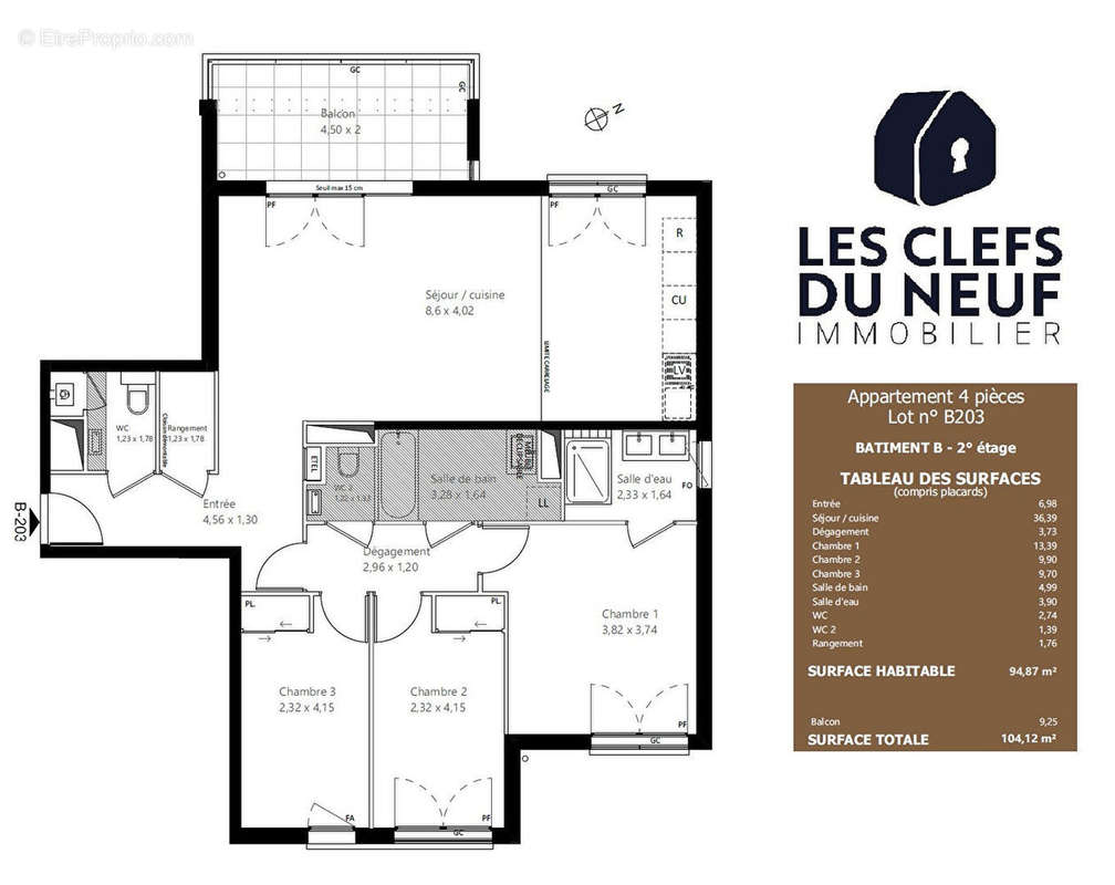 Appartement a louer garches - 4 pièce(s) - 95 m2 - Surfyn
