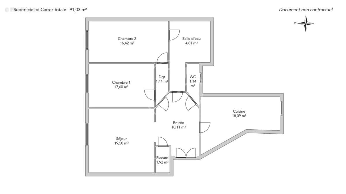 Appartement a vendre  - 3 pièce(s) - 91 m2 - Surfyn