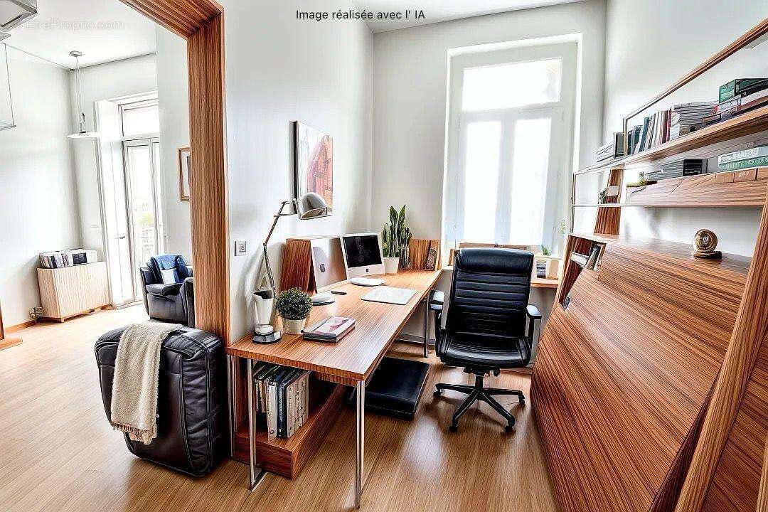 Chambre utilisable en Bureau : Décoration réalisée avec l&#039;IA - Appartement à SETE