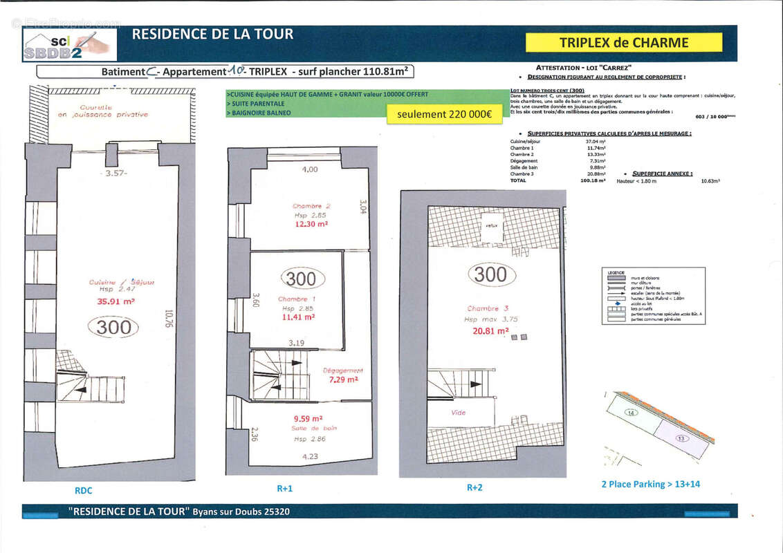 Appartement à BYANS-SUR-DOUBS