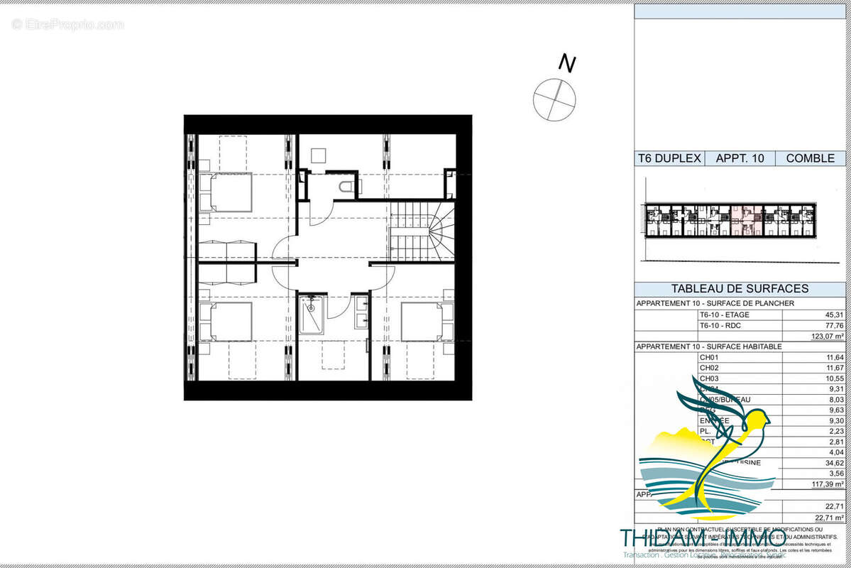 Plan intérieur étage - Appartement à COARRAZE