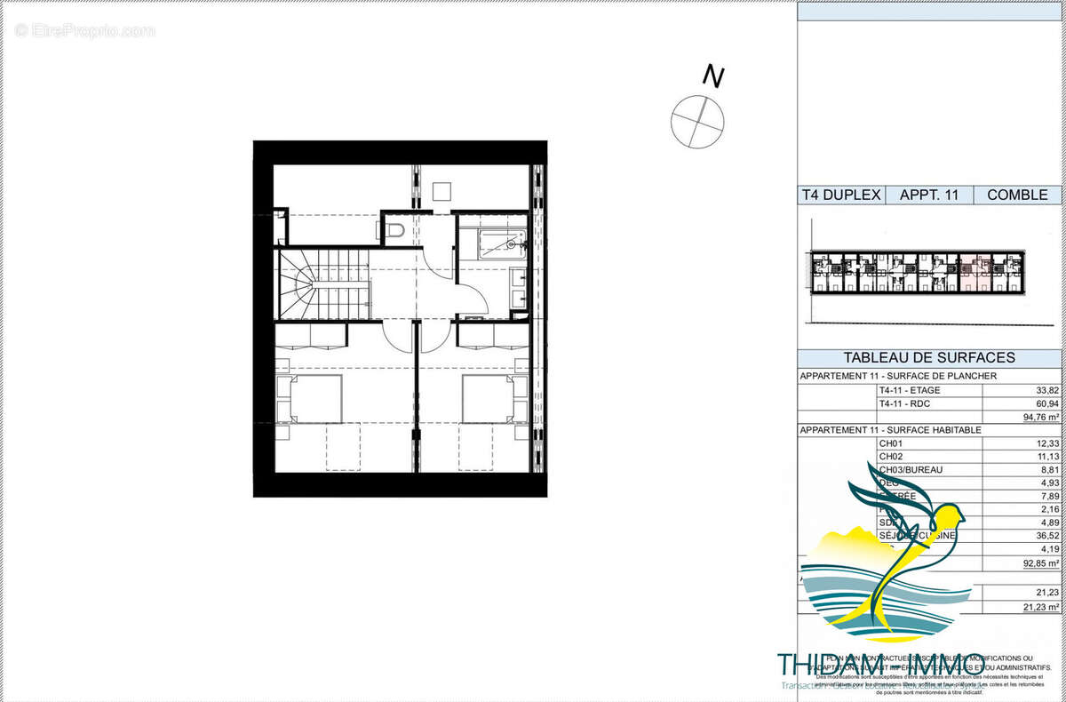 Plan intérieur étage - Appartement à COARRAZE