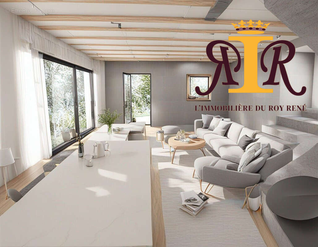 Photo IA exemple projection séjour - Maison à LA BASTIDE-DES-JOURDANS