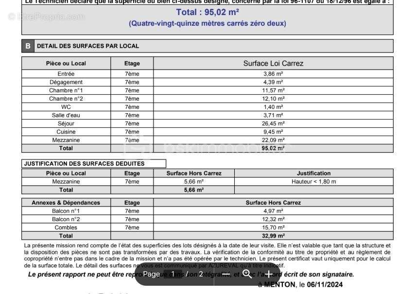 Appartement à MENTON