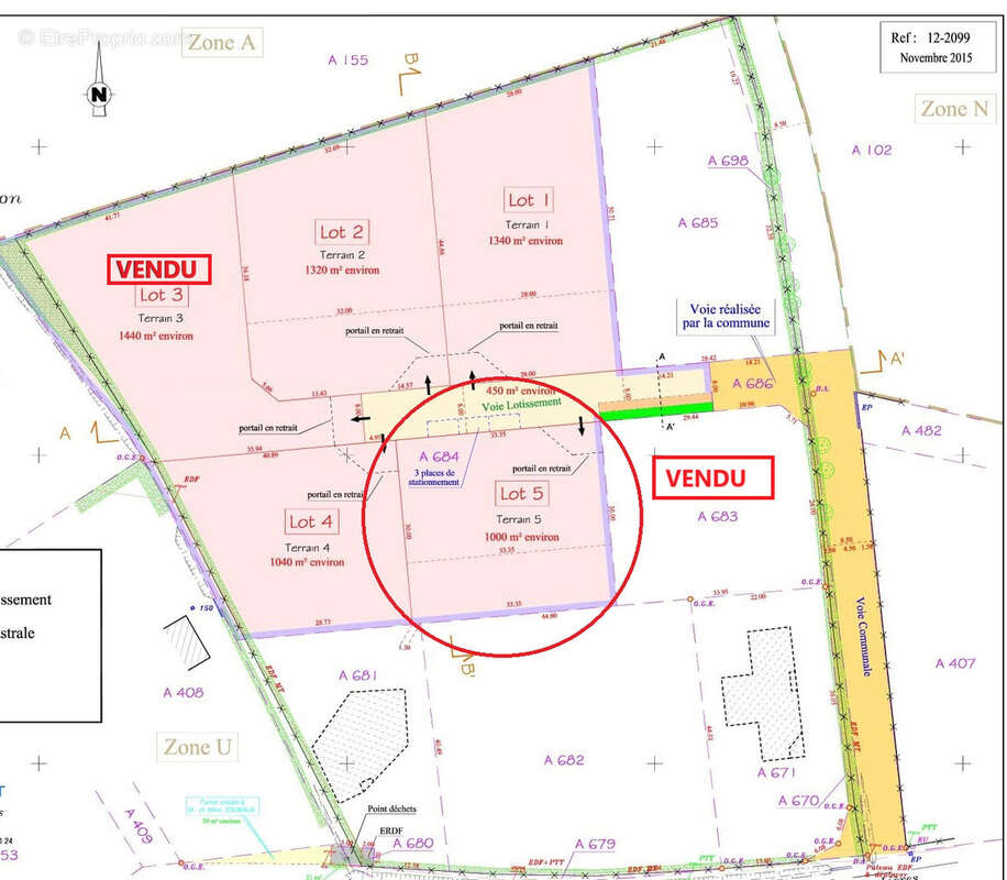 Terrain à ESPINASSE-VOZELLE