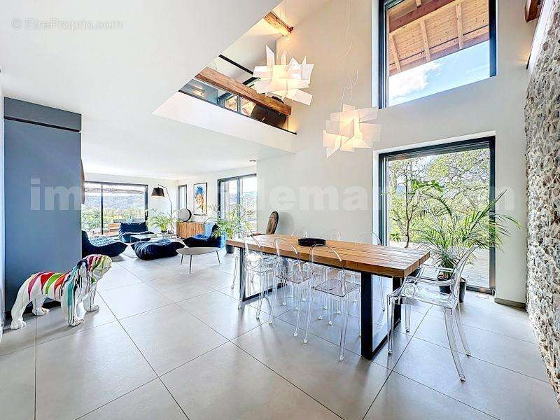 Maison_Pers_jussy_secteur_calme_8_pièces_rare_Atypique_ancien_corps_de_ferme_entièrement_rénové_frontière_Suisse_Genève_Tram_ceva_bus_SUPERBE_BEAUX_VOLUMES_FRONTALIERS_salon_séjour_cuisine_ouverte_américaine - Maison à PERS-JUSSY