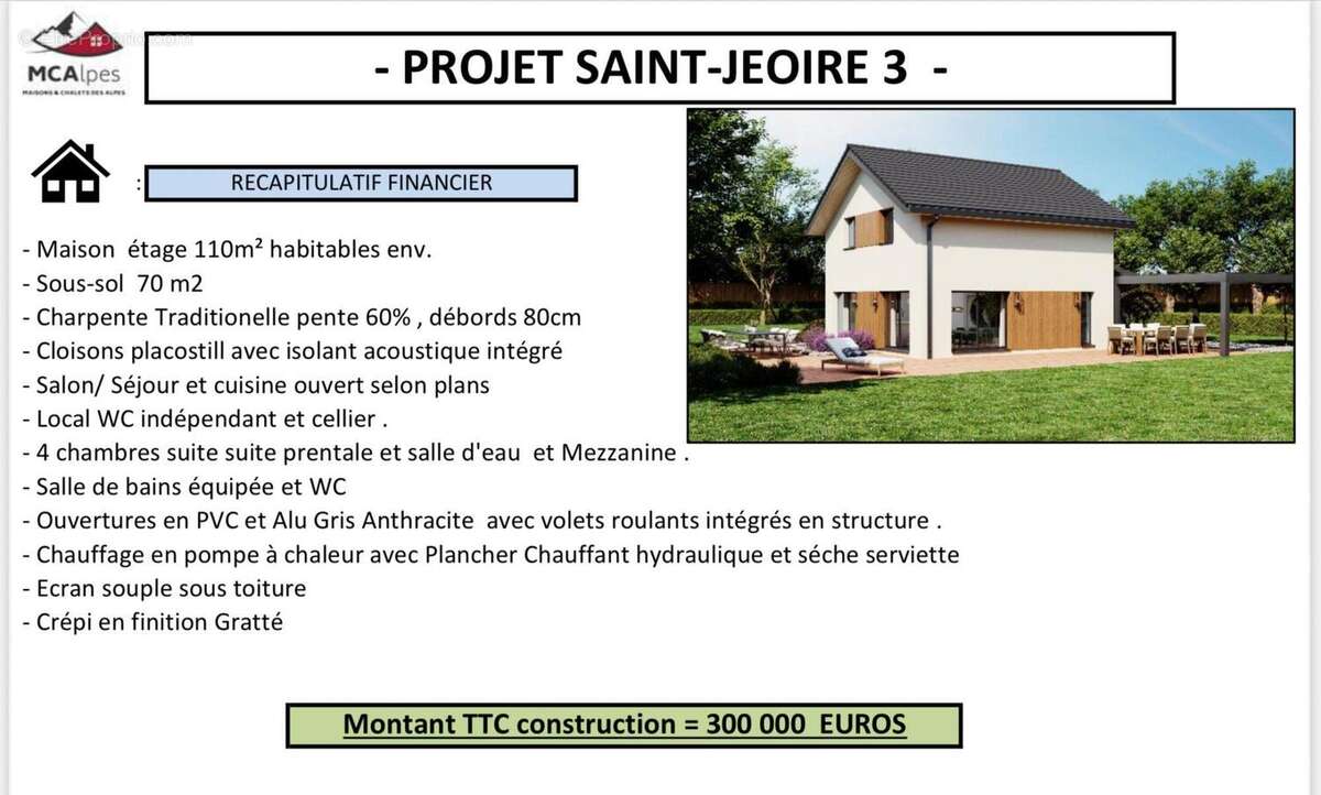 PROJET DE CONSTRUCTION - Terrain à SAINT-JEOIRE-PRIEURE