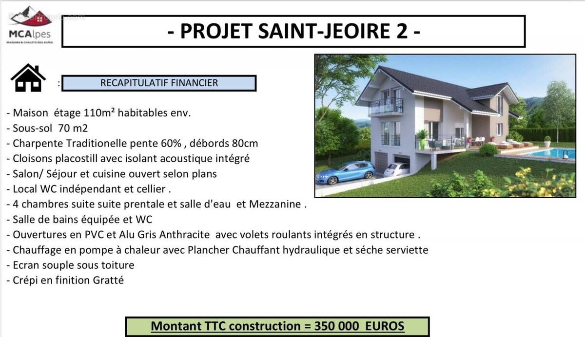 PROJET DE CONSTRUCTION - Terrain à SAINT-JEOIRE-PRIEURE