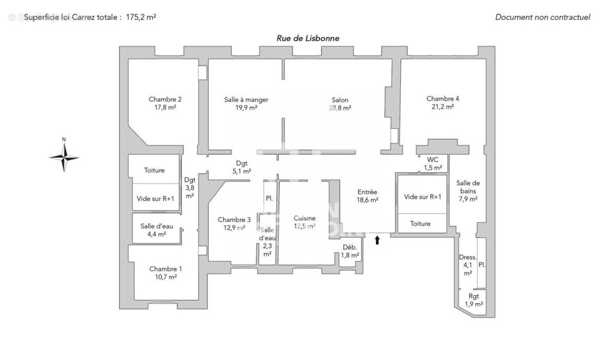 Plan 175.20 M2 6 étage ascenseur - Appartement à PARIS-8E