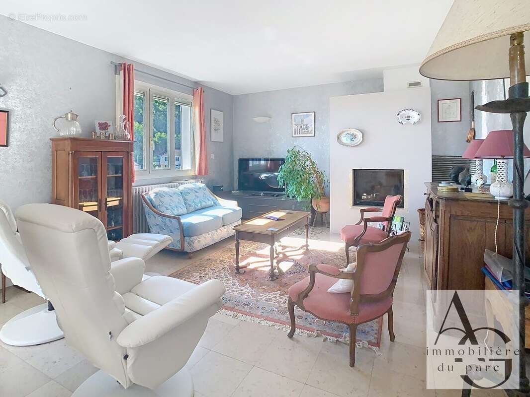 Salon / Séjour avec cheminée insert - Maison à VILLEQUIER