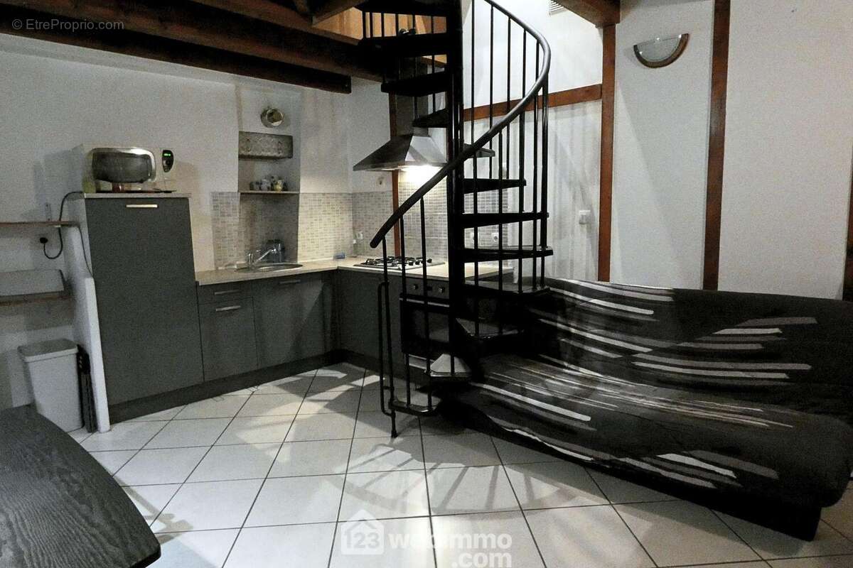 Au 2ème étage, un spacieux T2 en duplex de 34 m² au sol, avec une pièce de vie avec cuisine équipée - Appartement à SEYTHENEX