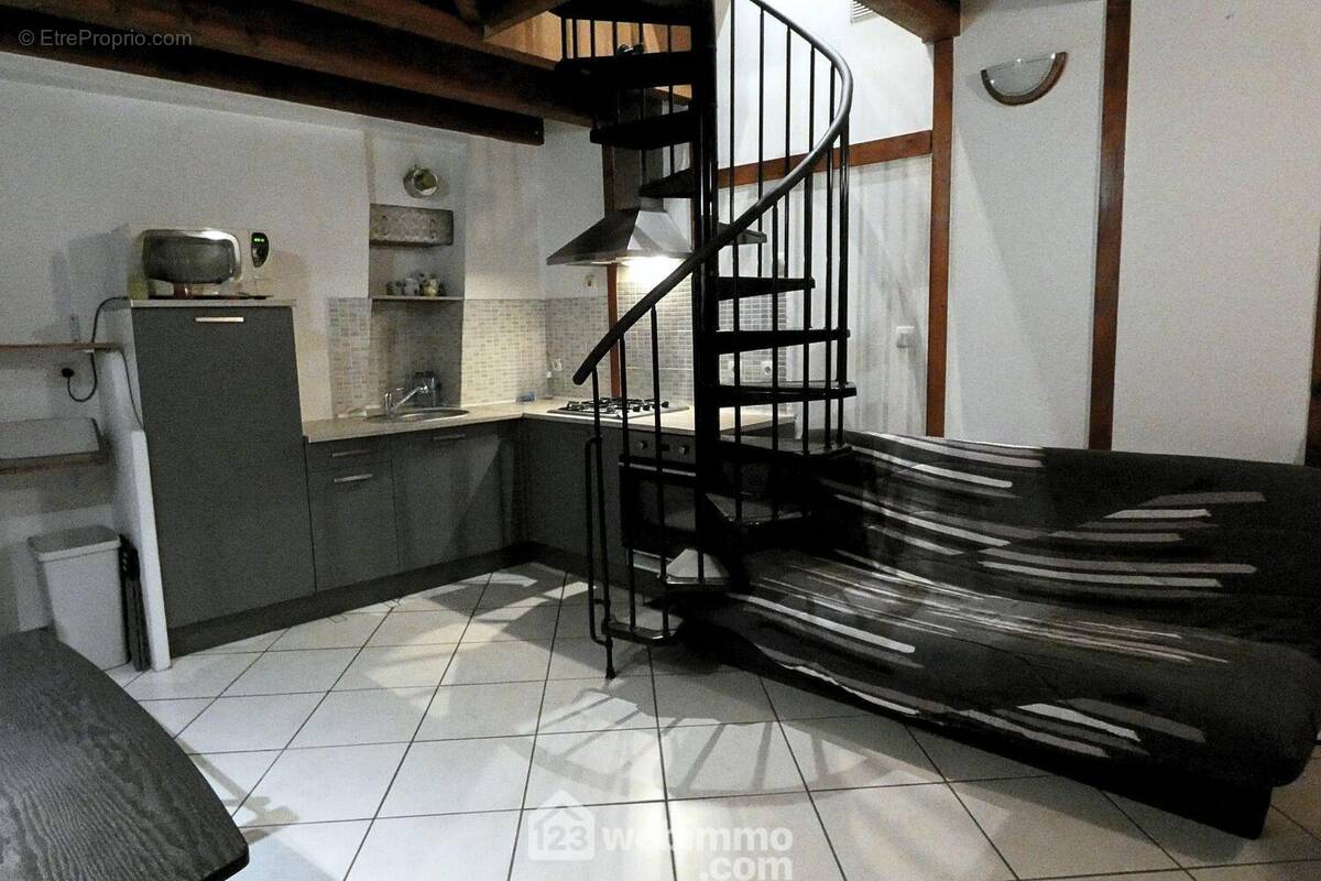 Au 2ème étage, un spacieux T2 en duplex de 34 m² au sol, avec une pièce de vie avec cuisine équipée - Appartement à SEYTHENEX