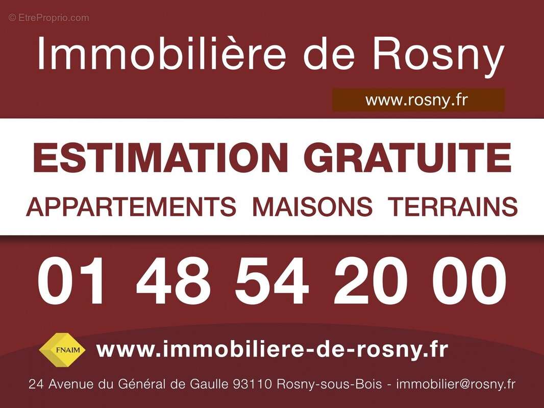 pancarte_estimation_gratuite_80x60_immobiliere_de_rosny - Terrain à ROSNY-SOUS-BOIS