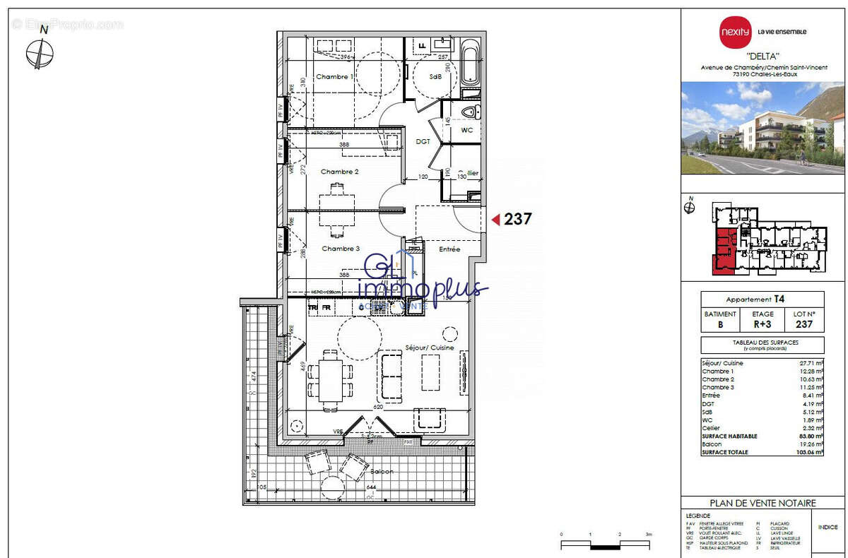 Appartement à CHALLES-LES-EAUX