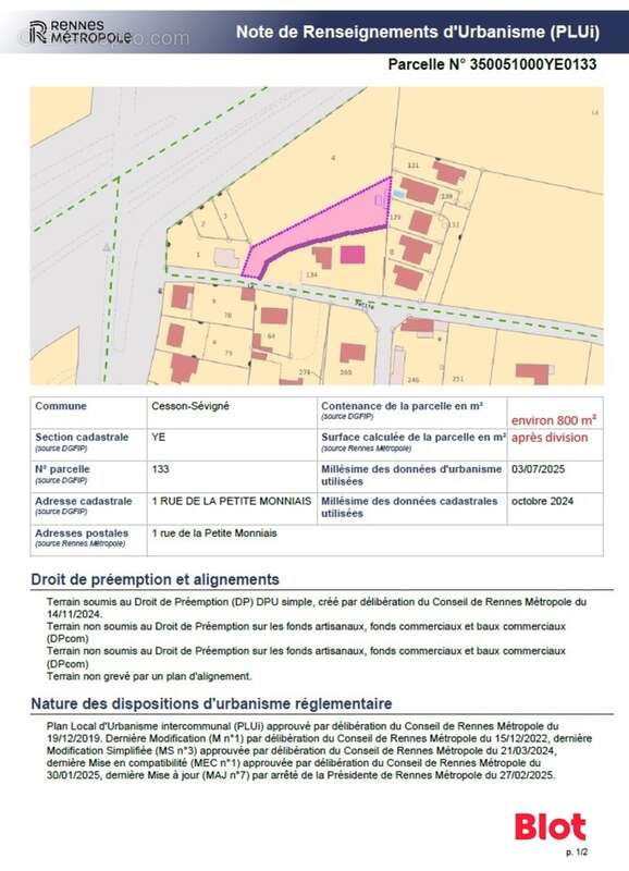 Terrain à CESSON-SEVIGNE