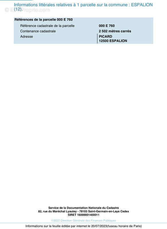 Terrain à ESPALION