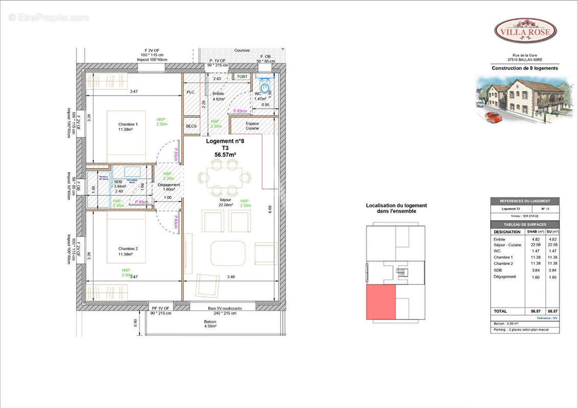 Appartement à BALLAN-MIRE