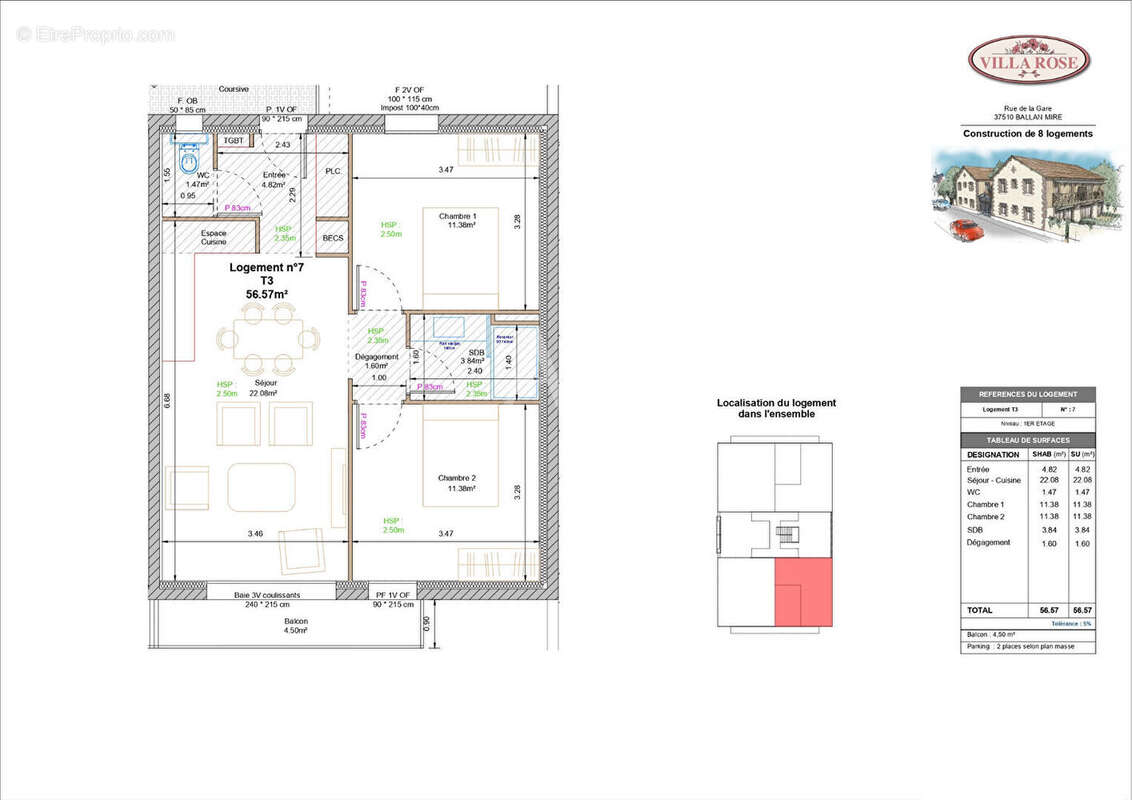 Appartement à BALLAN-MIRE