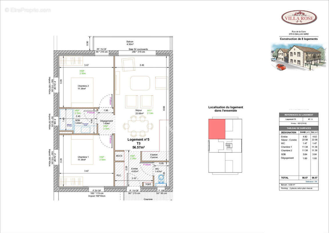 Appartement à BALLAN-MIRE