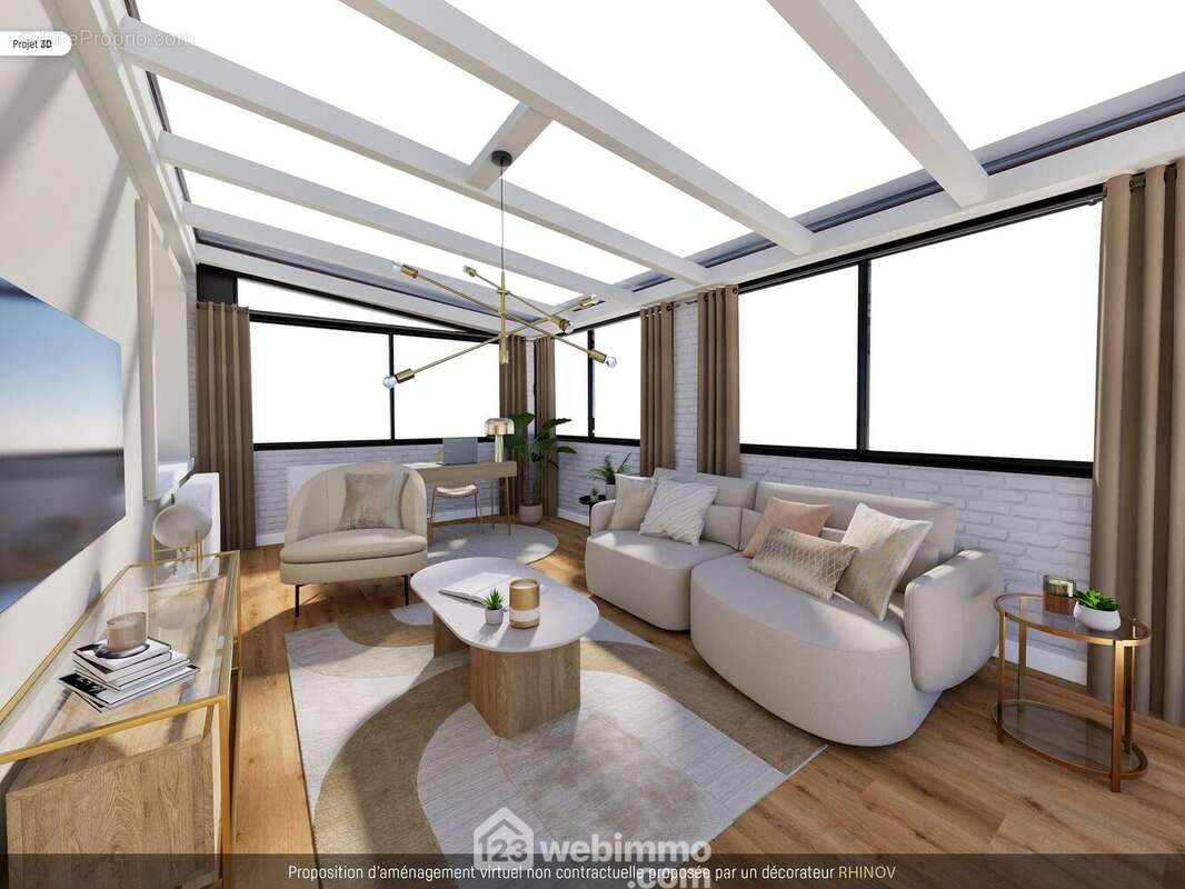 Photo projet, transformation de la véranda en salon (non contractuelle) - Maison à LEUVILLE-SUR-ORGE