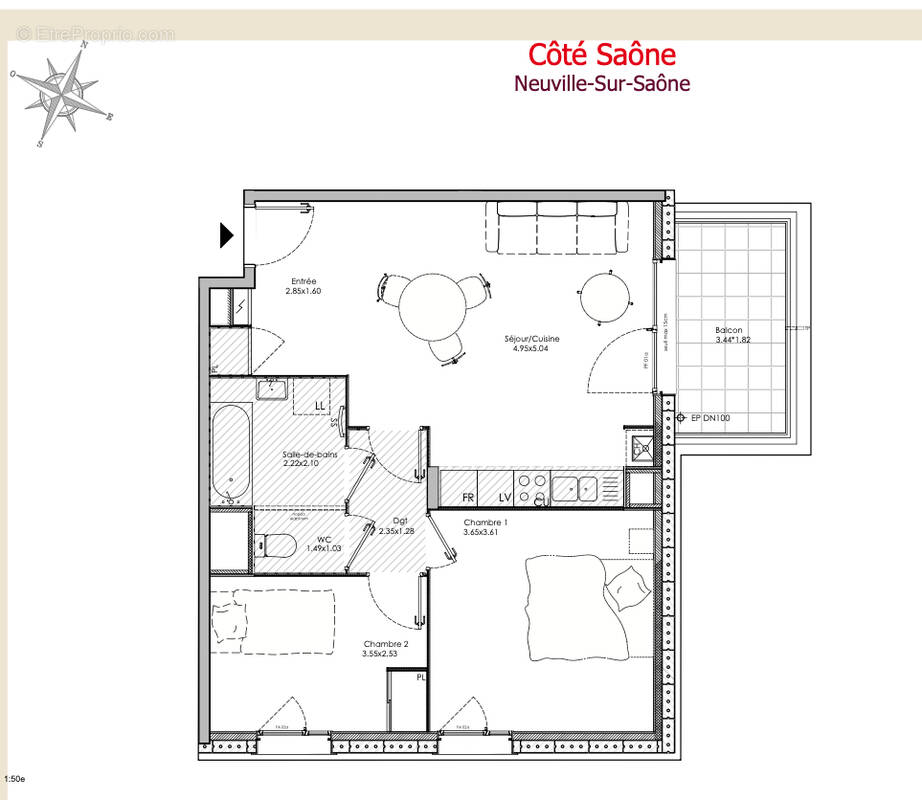 Appartement à NEUVILLE-SUR-SAONE