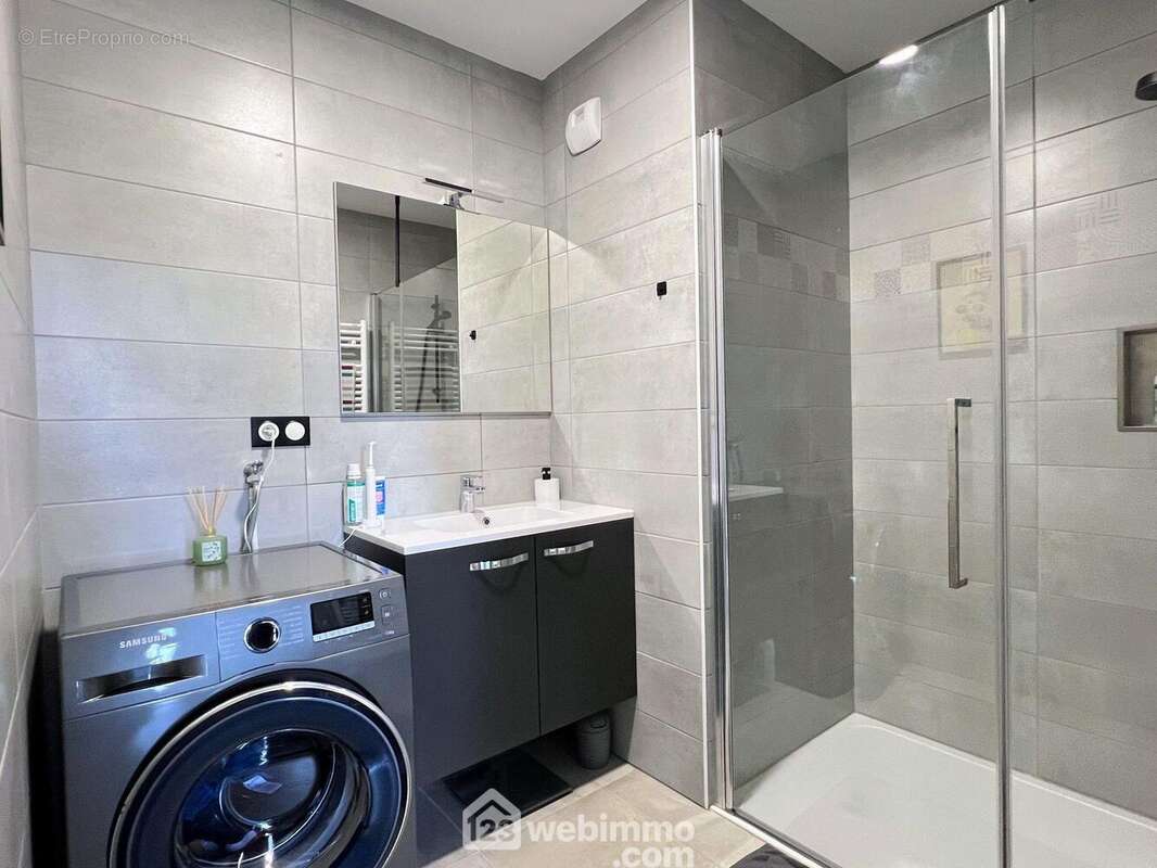 ... dispose de sa salle de douche spacieuse et confortable. - Appartement à LES PONTS-DE-CE