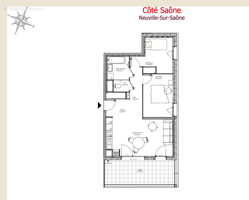 Appartement à NEUVILLE-SUR-SAONE