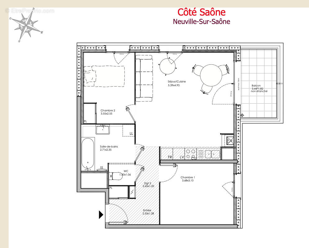 Appartement à NEUVILLE-SUR-SAONE